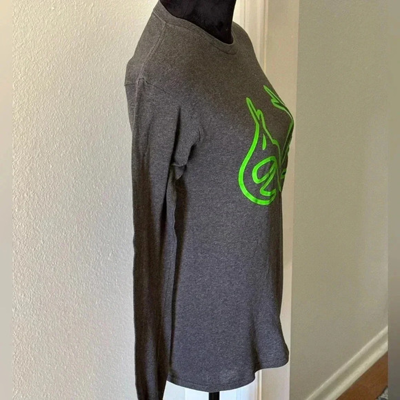 Real Tree Grey Long Sleeve w/ Neon Green Graphic T-Shirt - Picture 2 of 4